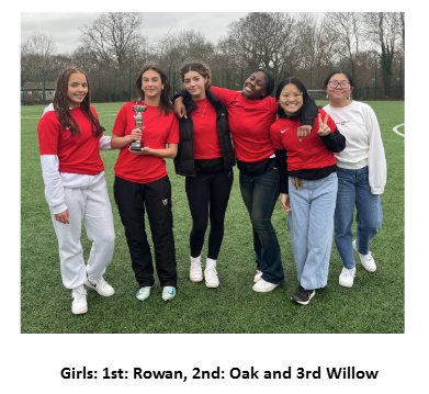 sixth form girls winners - rowan (red shirts)